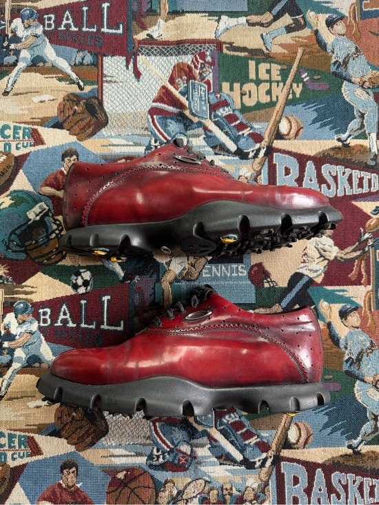 Vintage Oakley Tuxedo Men\'s Golf Shoes Made In Italy Leather Burgundy Maroon 8.5 main image 6